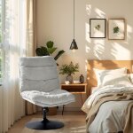 Meubles cosy fauteuil de loisirs r�glable en tissu chenille gris pivotant � 360� - lambery