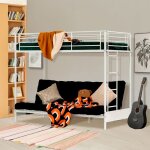 Meubles cosy lit superpos 90x190cm avec banquette convertible canap en mtal blanc (matelas non inclus) ...