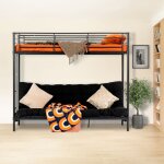 Meubles cosy lit superpos 90x190cm avec banquette convertible canap et sommier  lattes en mtal noir(matela ...