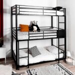 Meubles cosy lit superposé 3 places et 3 étages en métal noir avec échelle 90x190cm (matelas non inclus) ... Meubles cosy lit superposé 3 places et 3 étages en métal noir avec échelle 90x190cm (matelas non inclus) ...