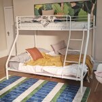 Meubles cosy lit superpos 3 places et 2 tages en mtal blanc avec chelle 140x190cm et 90x190cm (matelas ...
