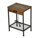 Meubles cosy table dappoint / bout de canapé design industriel en bois marron vintage et métal noir ports ... Meubles cosy table dappoint / bout de canapé design industriel en bois marron vintage et métal noir ports ...