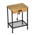 Meubles cosy table dappoint / bout de canapé design industriel en chêne et métal noir ports usb intégrés ... Meubles cosy table dappoint / bout de canapé design industriel en chêne et métal noir ports usb intégrés ...