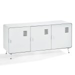 Meubles cosy meuble tv / buffet salon en mtal blanc 3 portes et plateau en bois avec tagres - walnut ...