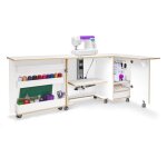 Meuble de couture pour machine � coudre et surjeteuse couleur : blanc