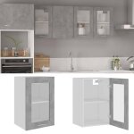 Meuble de cuisine armoire en verre suspendue gris béton 40x31x60 cm aggloméré armoire de rangement grande ... Meuble de cuisine armoire en verre suspendue gris béton 40x31x60 cm aggloméré armoire de rangement grande ...