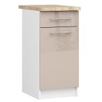 Meuble de cuisine bas akord s40 oliwia modulable blanc 40 cm 1 porte 1 tiroir faade cappuccino brillant ...