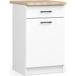 Meuble de cuisine bas akord s50 oliwia modulable blanc 50 cm 1 porte 1 tiroir faade blanche 2 tagres ...
