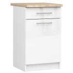 Meuble de cuisine bas akord s50 oliwia modulable blanc 50 cm 1 porte 1 tiroir faade blanche brillante ...