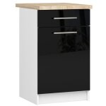 Meuble de cuisine bas akord s50 oliwia modulable blanc 50 cm 1 porte 1 tiroir faade noir brillant 2 ...