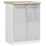Meuble de cuisine bas akord s60 oliwia modulable blanc 60 cm 2 portes faade mtallique brillant 2 tagres ...