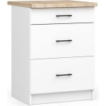 Meuble de cuisine bas akord s60 oliwia modulable blanc 60 cm 3 tiroirs faade blanche 60x46x85 cm