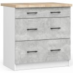 Meuble de cuisine bas akord s80 oliwia modulable blanc 80 cm 3 tiroirs faade bton 80x46x85 cm
