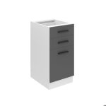 Meuble de cuisine bas - belini - sdsz - argent mat - 2 tiroirs - 1 porte
