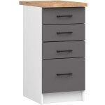 Meuble de cuisine bas oliwia - 40 x 82 x 46 cm - blanc / gris - 4 tiroirs - armoire de plancher modulaire ...