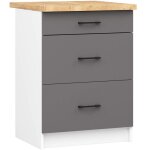 Meuble de cuisine bas oliwia - 60 x 82 x 46 cm - blanc / gris - 3 tiroirs - armoire de plancher modulaire ... Meuble de cuisine bas oliwia - 60 x 82 x 46 cm - blanc / gris - 3 tiroirs - armoire de plancher modulaire ...