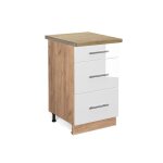 Meuble cuisine fame - line 50cm pt ch�ne blanc haute brillance ch�ne de force dor� vicco