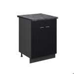 Meuble cuisine fame - line 60cm avec tiroir pt anthracite noir ray anthracite vicco