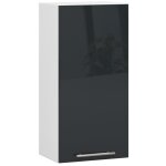 Meuble de cuisine haut akord w40 oliwia modulable blanc 40 cm 1 porte faade graphite brillant 2 tagres ...