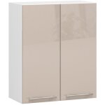 Meuble de cuisine haut akord w60 oliwia modulable blanc 60 cm 2 portes faade cappuccino brillant 2 tagres ...