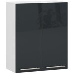 Meuble de cuisine haut akord w60 oliwia modulable blanc 60 cm 2 portes façade graphite brillant 2 étagères ... Meuble de cuisine haut akord w60 oliwia modulable blanc 60 cm 2 portes façade graphite brillant 2 étagères ...