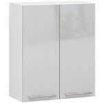 Meuble de cuisine haut akord w60 oliwia modulable blanc 60 cm 2 portes faade mtallique brillant 2 tagres ...