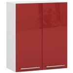 Meuble de cuisine haut akord w60 oliwia modulable blanc 60 cm 2 portes faade rouge brillante 2 tagres ...