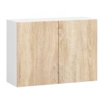 Meuble de cuisine haut akord w80 lima modulable blanc 80 cm 2 portes faade chne sonoma 2 tagres 80x305x58 ...