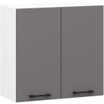 Meuble de cuisine haut suspendue oliwia - 60 x 30 x 58 cm - blanc / gris - 2 portes - armoire de plancher ...