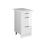 Meuble cuisine r - line 40cm avec tiroirs pt marbre blanc haute brillance blanc vicco