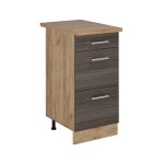 Meuble cuisine r - line 40cm avec tiroirs pt chne gris noble chne de force dor vicco