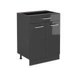Meuble cuisine r - line 60cm avec tiroir sans pt anthracite haute brillance anthracite vicco
