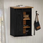 Meuble cuisinecharge 65 kgdesign muralmoderne - halden porte coulissante noir 49x225x70cm 788071