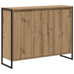 Meuble dappoint en bois ding�nierie - vidaxl - ch�ne artisan - 965 x 30 x 75 cm - 3 portes - assemblage ...
