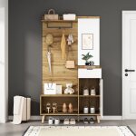 Meuble dentre 190cm bois / miroir - tabouret + tiroirs + tagres - housses hydrauliques - rangement ...