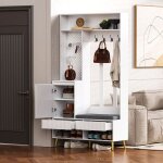 Meuble dentre avec 2 tiroirs et 1 porte - becag - vestiaire dentre avec banc  chaussures et 4 crochets ...