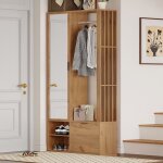 Meuble dentr�e avec banc miroir et portemanteau 100x190cm meuble en bois naturel