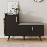 Meuble dentr�e avec banc de rangement pour chaussures pour entr�e couloir 100x34x69 cm noir
