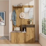 Meuble dentre - becag - vestiaire dentre avec miroir et coussins rembourrs - armoires de rangement ...