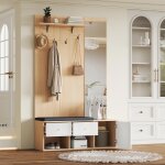Meuble dentrée complet tout - en - un 120x200cm. banc miroir penderie et range - chaussures. style moderne ... Meuble dentrée complet tout - en - un 120x200cm. banc miroir penderie et range - chaussures. style moderne ...