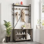 Meuble dentr�e industriel avec banc porte - manteau meuble � chaussures pour vestiaire couloir entr�e ...