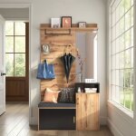 Meuble dentre avec miroir banc et rangement chaussures vestiaire dentre complet