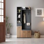 Meuble dentre - novlys - 80cm - 7 - en - 1 avec banc penderie & rangement - vestiaire multifonction ...