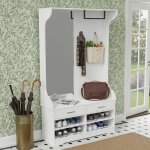 Meuble dentre - novlys - avec banc miroir penderie & rangement  chaussures - vestiaire complet tout ...