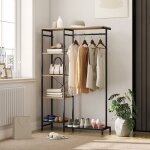 Meuble dentr�eporte?manteau sur pied 100x35x156 vestiaire avec �tag�res et range?chaussures bois / m�tal ...