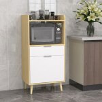 Meuble desserte de cuisine pour micro - ondes avec placard tiroir �tag�re r�glable 58 x 40 x 118 cm naturel ...
