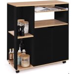 Meuble de cuisine - design industriel - desserte rangement - bois noir - multi - usages - roulettes
