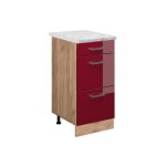 Meuble elements separes bas cuisine r - line 40 cm pt marbre rouge bordeaux haute brillance vicco