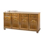 Meuble enfilade chêne 4 portes 4 tiroirs 6 niches l 158. 8 h 77 p 41 cm - l 158. 8 x l 41 x h 77 cm Meuble enfilade chêne 4 portes 4 tiroirs 6 niches l 158. 8 h 77 p 41 cm - l 158. 8 x l 41 x h 77 cm