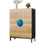 Meuble entr�e 2 en 1 - rangement chaussures & vitrine avec plateaux r�glables et pieds bois massif - ...